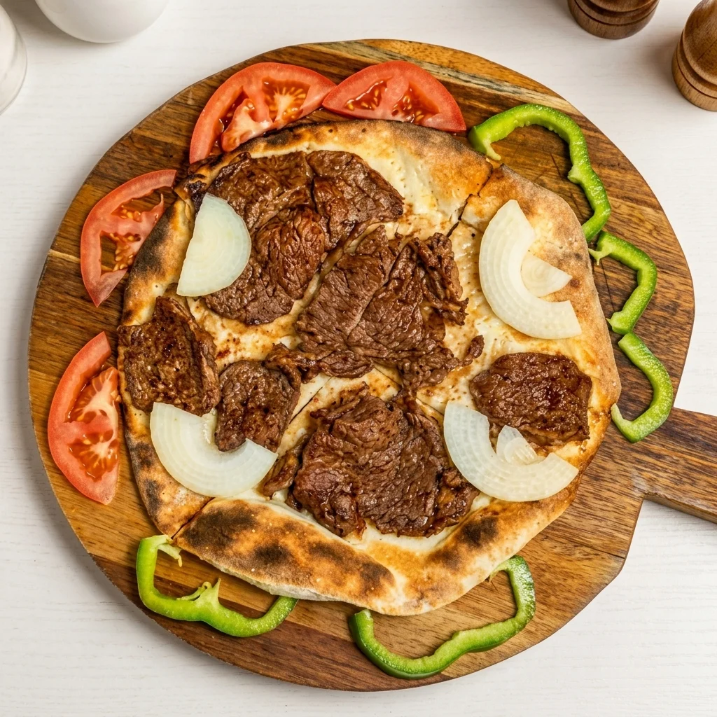 Lebanese sfiha meat flatbread pie at 137 Ave Mediterranean Cuisine in Castle Downs, Edmonton