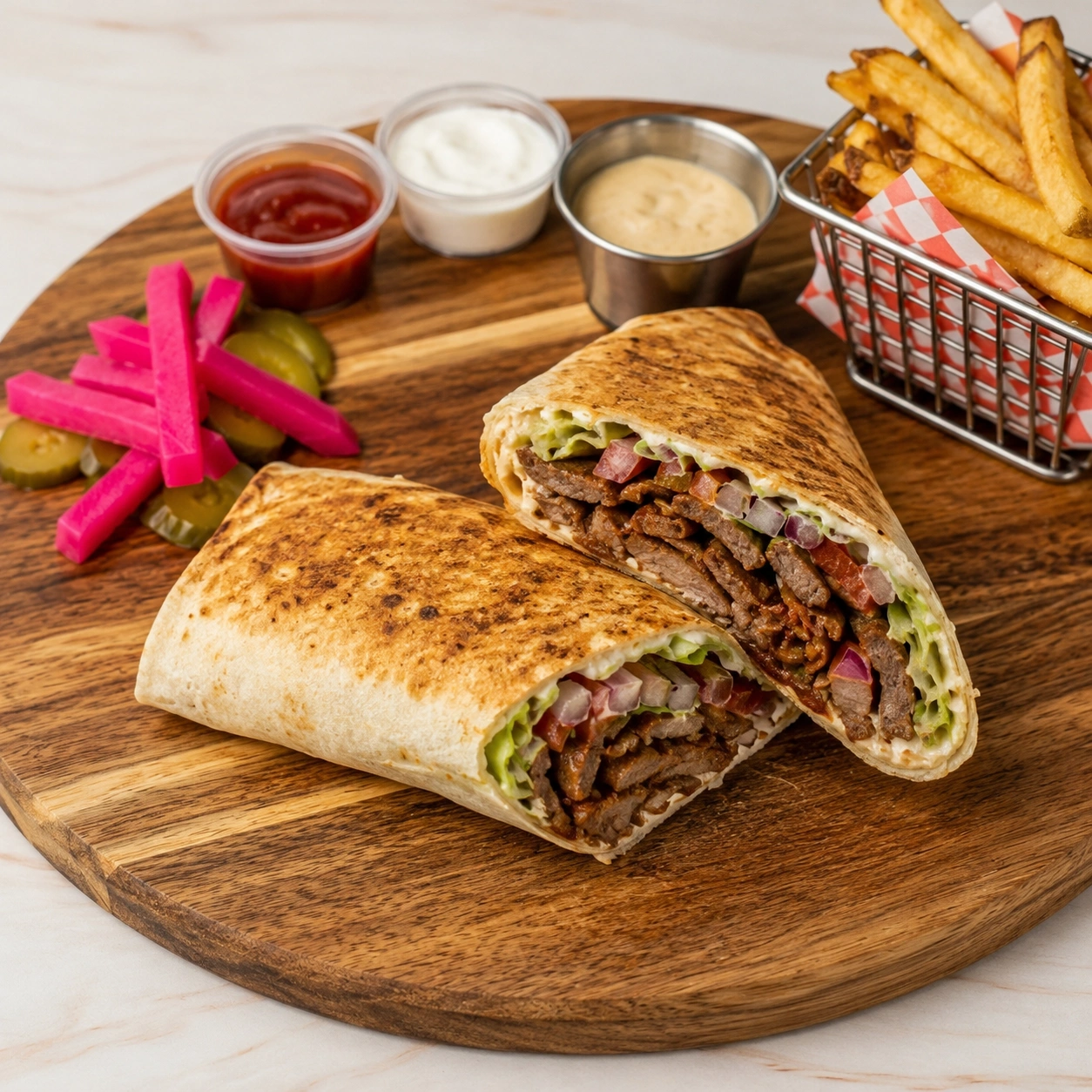 Beef shawarma wrap at a Lebanese restaurant in north Edmonton